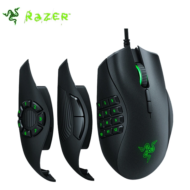 Kostenloser versand Spiele Mäuse Razer Naga Programmierbare Verdrahtete Trinity 16,000 DPI RGB Optische Gaming Maus