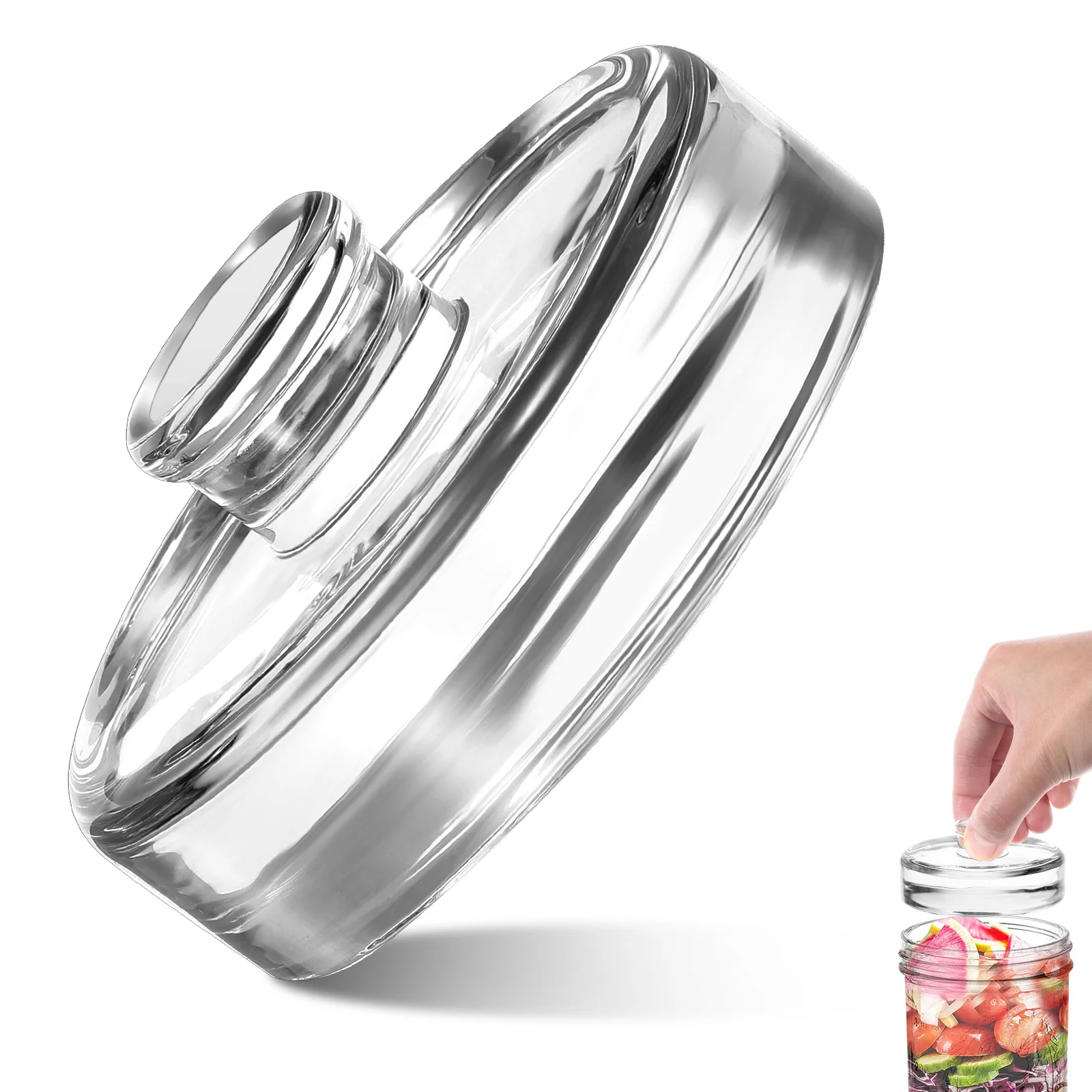 

Glass Fermenting Weight Heavy Thick Glass Lid with Handle Wide Mouth Mason Jars Sauerkraut Kimchi Pickle Can Fermenting