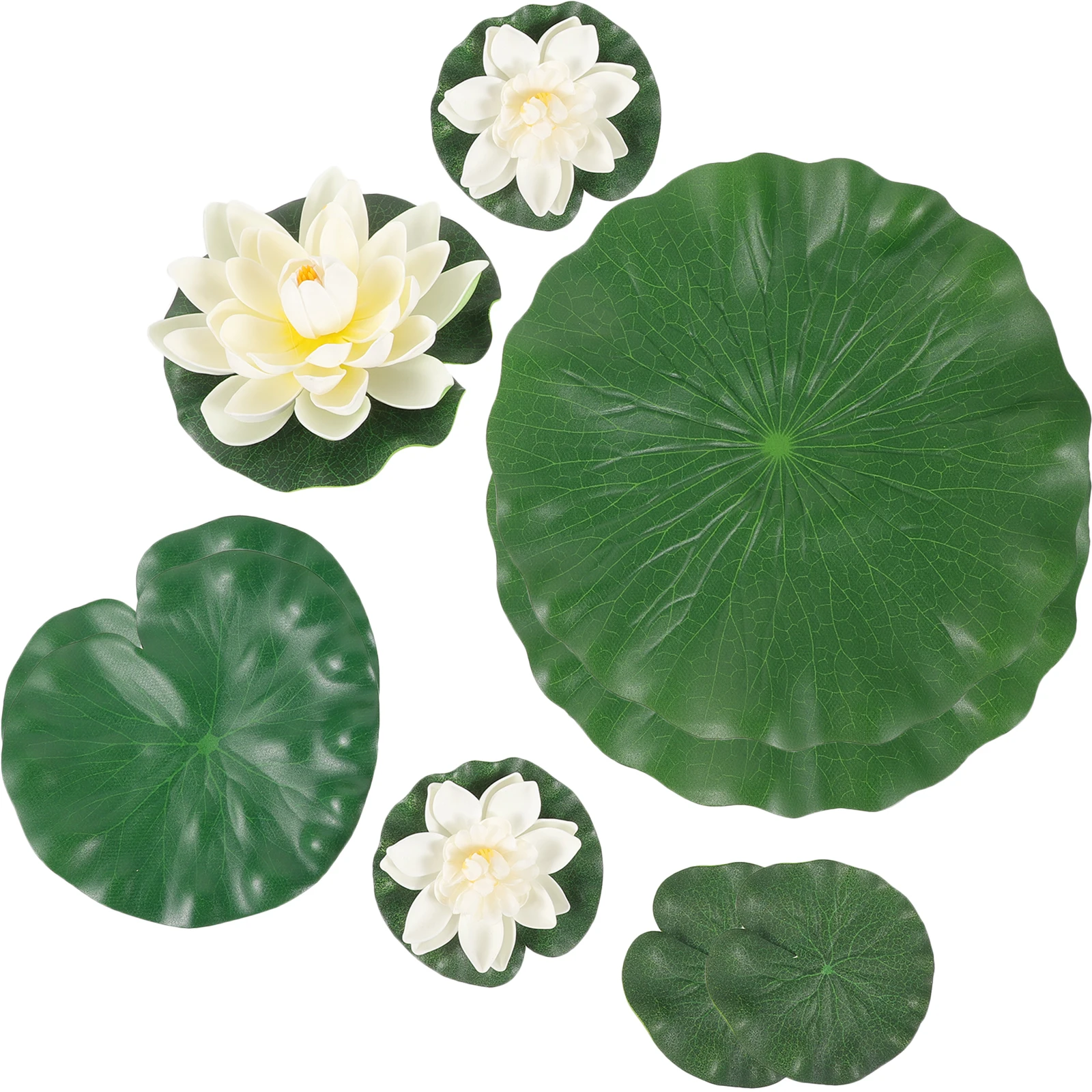 

1 set Artificial Lotus Leaves Flowers 17cm 10cm Flower 10cm 18cm 28cm Leaves Plastic Fish Tank Pond Pool Decor