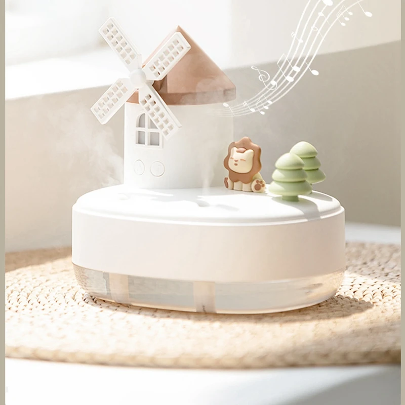 650Ml USB Double Spray Nozzle Humidifier Diffuser LED Light Music Box Humidifier White