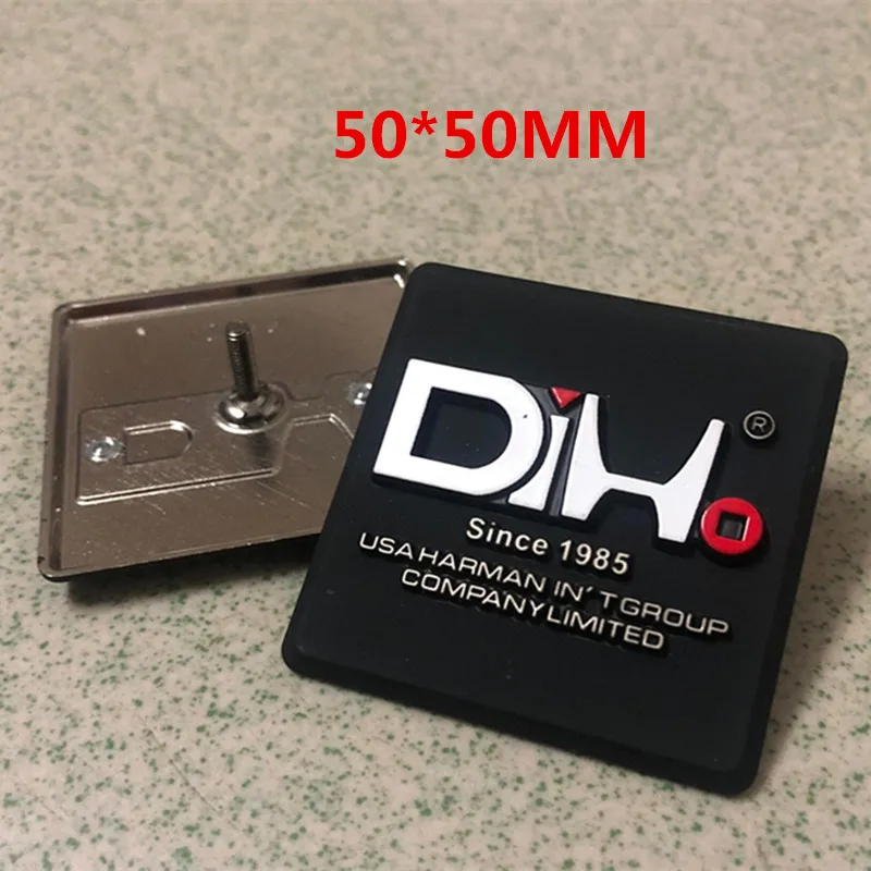 ป้ายโลหะอลูมิเนียมแบบสากลแผ่นป้าย OEM โลโก้สำหรับเครื่องขยายเสียงลำโพงขยายเสียงฮอร์น50*50มม. 45*45มม.