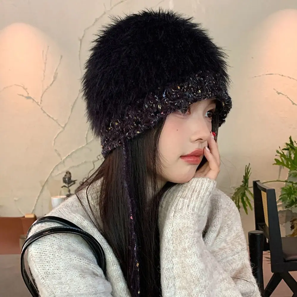 لينة INS نمط البلوز قبعة مختلط اللون الأشرطة سدادات حماية الأذن منفذها القبعات كبير رئيس الباردة مقاومة قبعة النساء الفتيات البكر