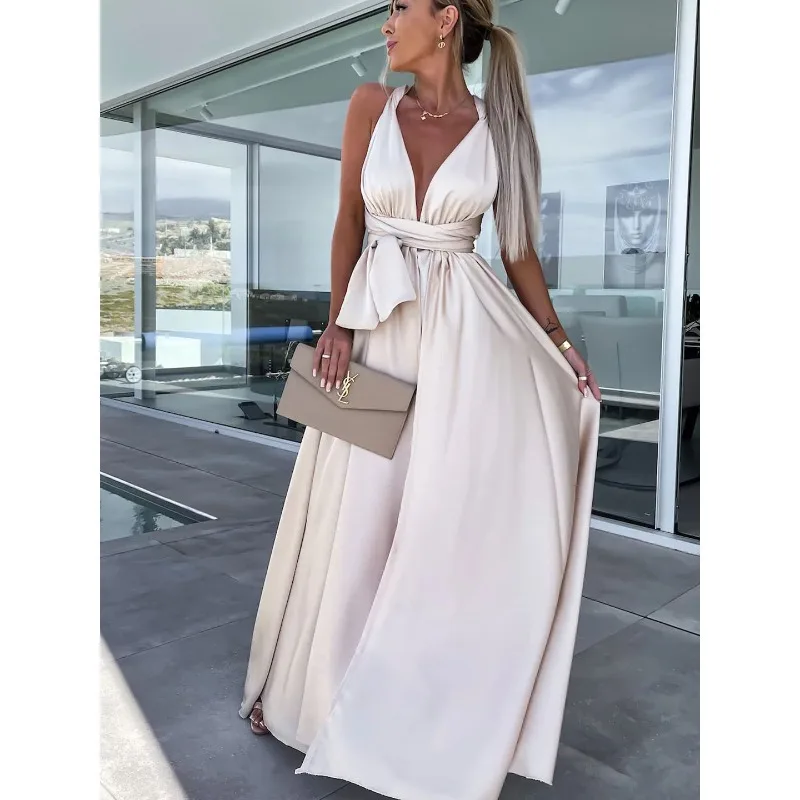 Luxurious Women Corset Party Dress Sexy V Neck Bandage Gala Guest Celebrity Floor Length Dress Elegant Graduation Evening Dress