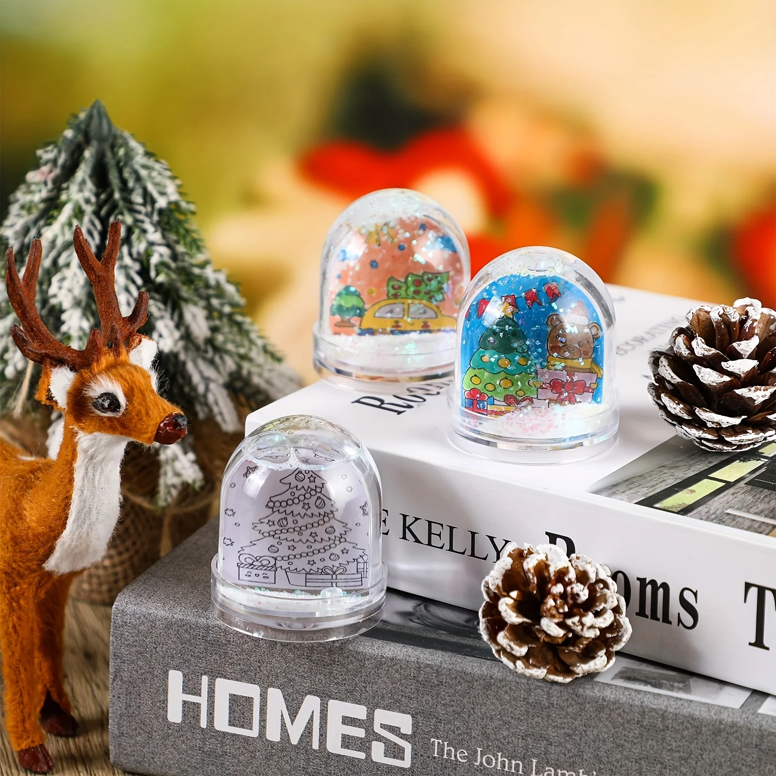 6*5.5cm snow Globe Photo Frame Christmas Snow Globe Kit, Make Your Own Snowman Etc Diy Christmas Decorations Craft Kit Crafts