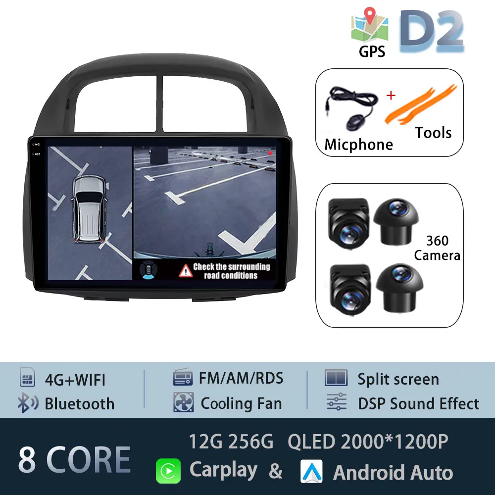 10.1 "Autoradio Android 15 Voor Toyota Passo Myvi Daihatsu Sirion 2006-2011 CarPlay Auto BT Multimedia GPS 360 °   Hoofdeenheid