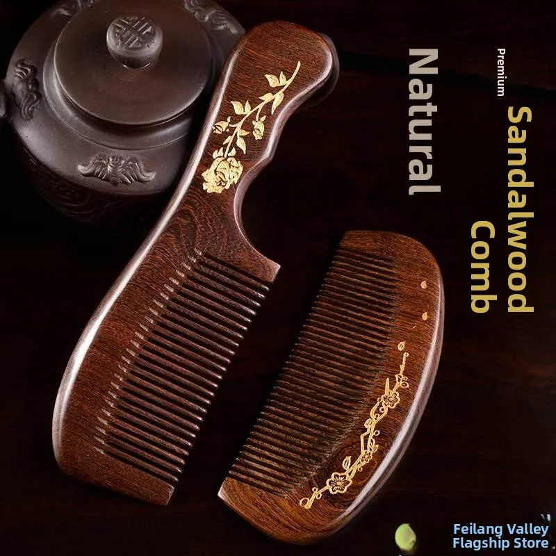 Portable Natural Sandalwood Comb Wooden Hairbrush for Men And Women Long Hair Static Free Massage Hair Comb Travel Beauty Sup...