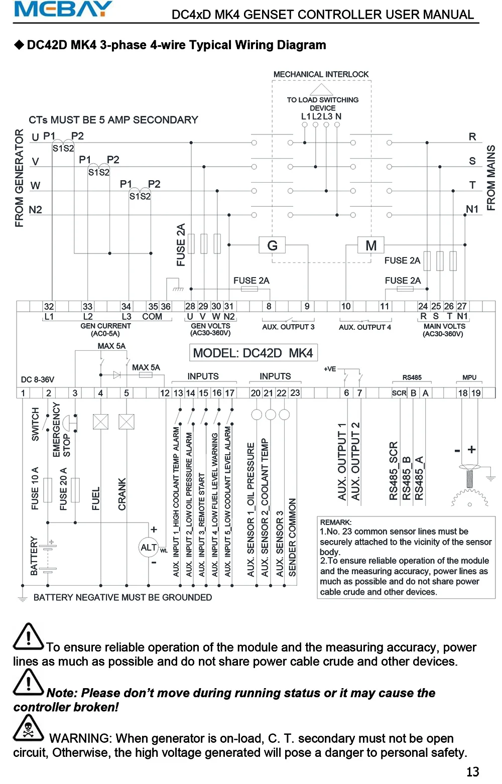 MeBay DC40D/42D MK3 Generatorsteuerung für Diesel-Aggregat Start-Stopp-Parameter Überwachung Aggregat-Teile – Detail 28