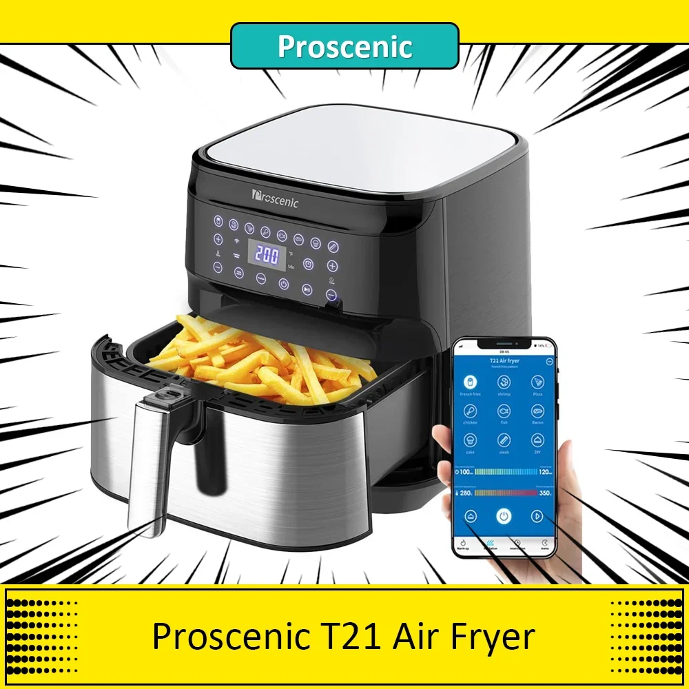 Proscenic T21 Smart Air Fryer, App & Alexa Control, XL 5. 8QT, 1700 Watt Electric Air Fryers  80-205 ° C Oven & Oilless Cooker