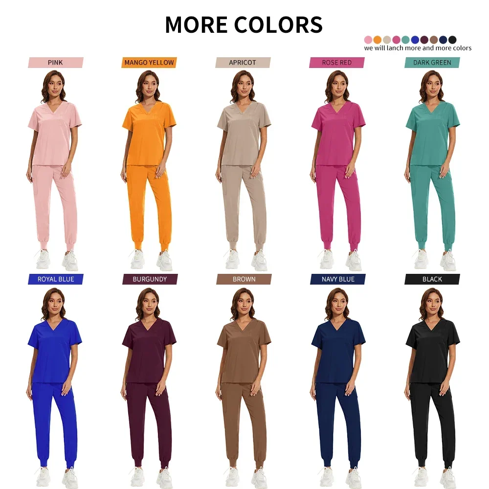 Spa Uniform Scrubs Kleding Vrouwen Ademend Zachte Rits Kraag Tops Joggers Broek Pak Schoonheidssalon Nageltechnicus Werkuniform