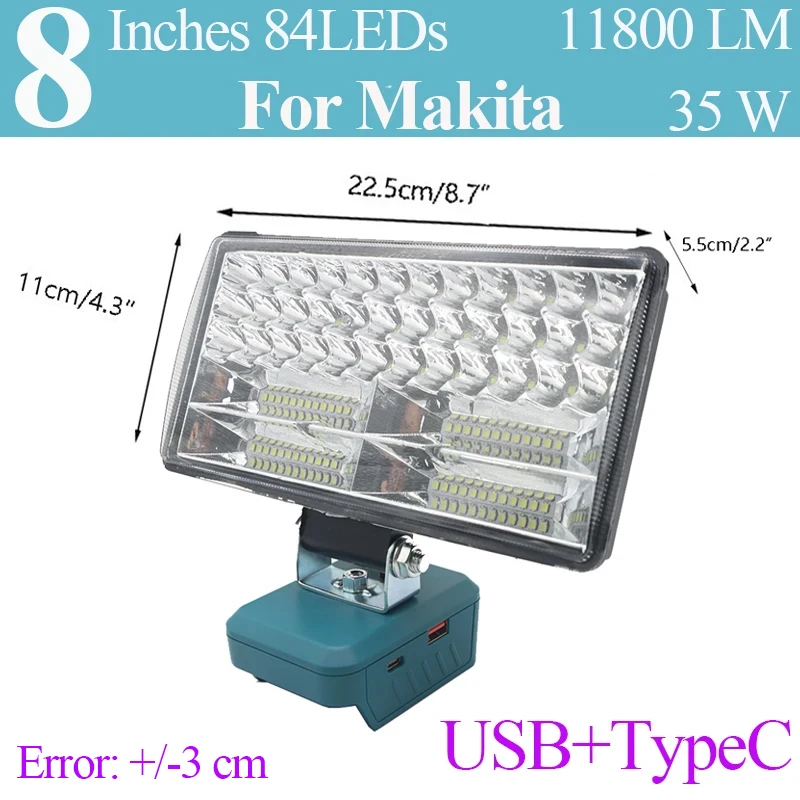 Für Makita 18V Li-Ion Batterie Fall Bl1830 Lithium-Zelle Pack Typ C USB Power Bank LED Arbeit Lampe Licht taschenlampe Ladegerät