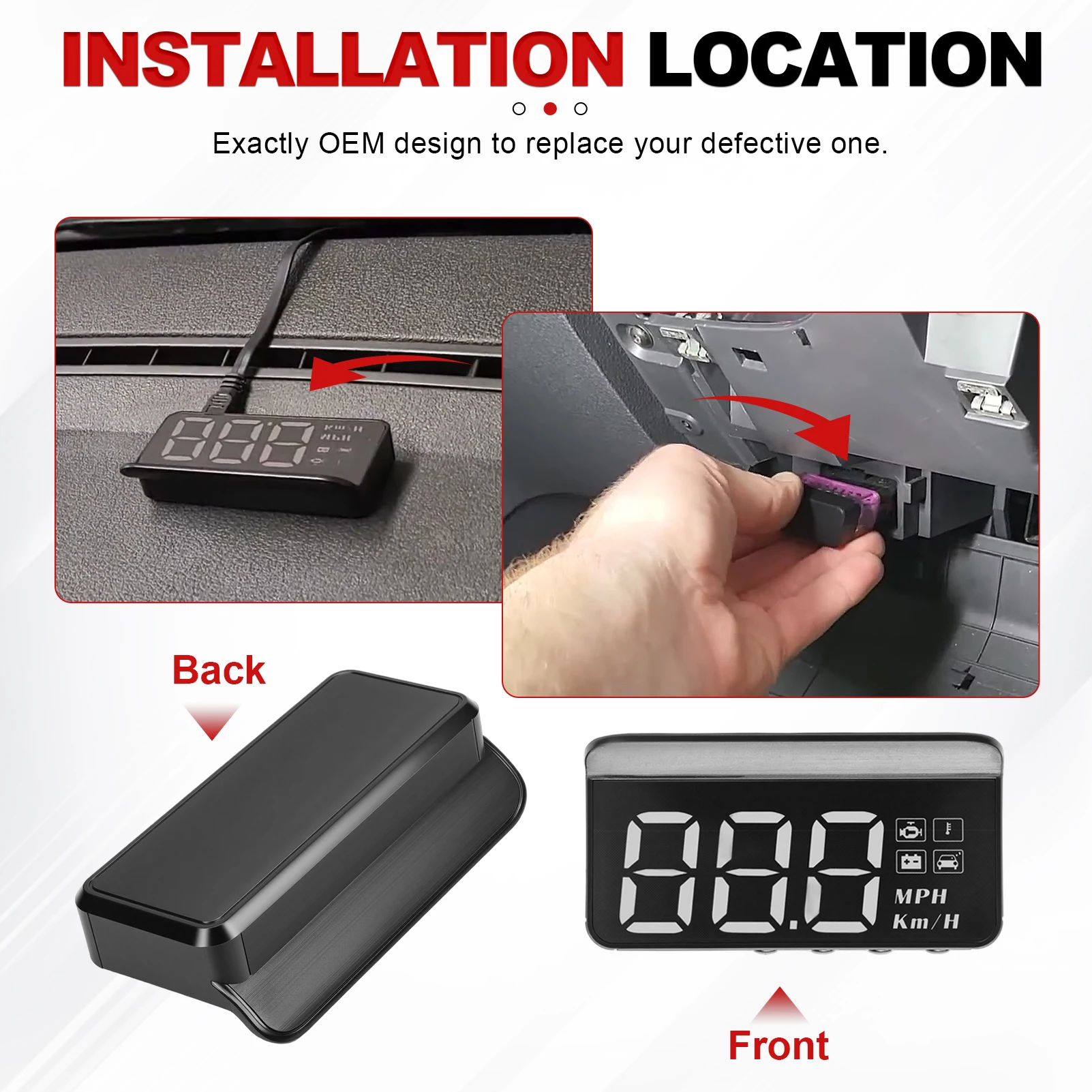 HUD M3 Obd2 Display on-board Computer Car Head-up Display Windshield Big Font Projection E-OBD and M1 GPS for All Cars(2018 on)