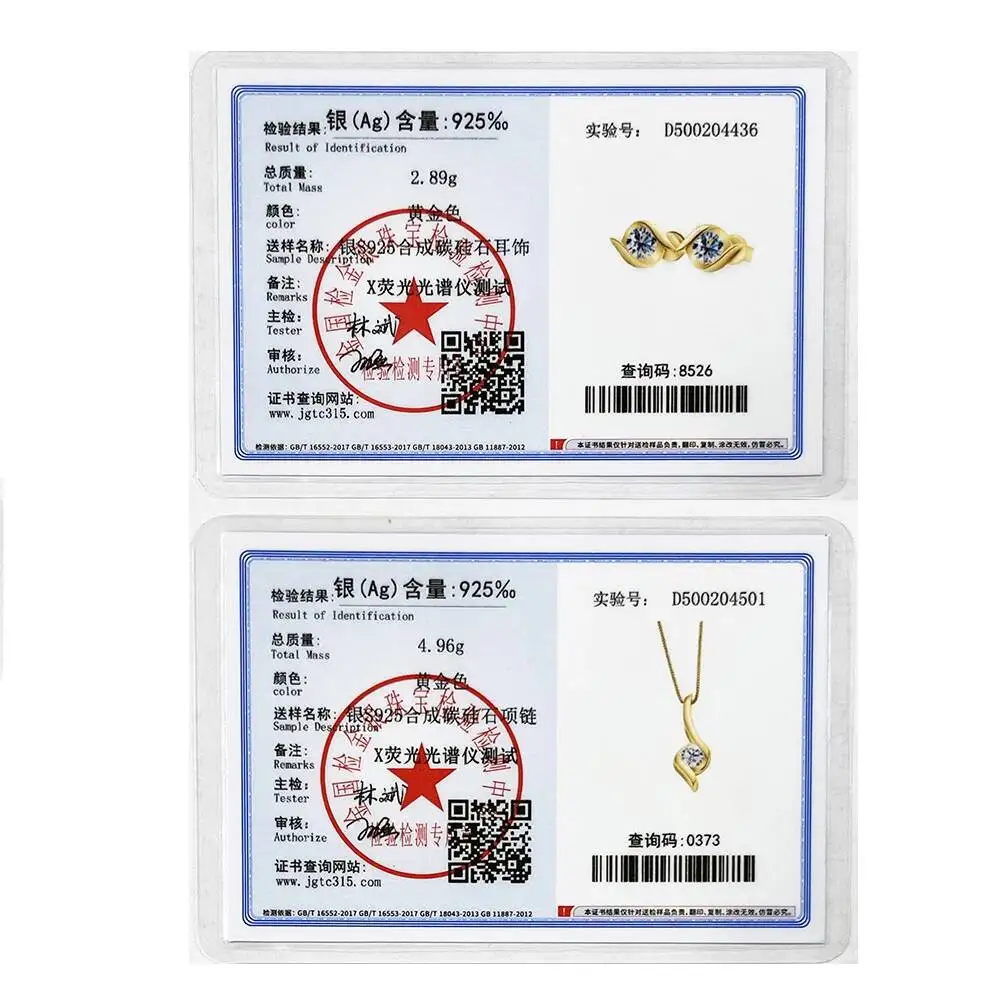 Gold Plated Silver 925 Real Moissanite Jewelry Set for Women 2.0ctw D Color Lab Diamond Stud Earrings Pendant Necklace Sets Gift 5
