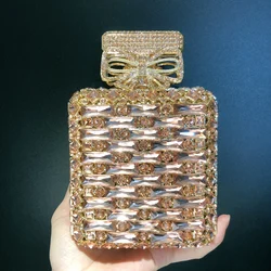 Scent Bottle Unique Women Evening Bag Rhinestone Dinner Bag Banquet Clutch Purse Luxury Designer Handbags Crystal Shiny Bags