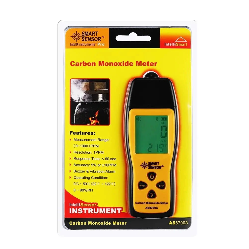 

AS8700A Smart Sensor Portable Handheld Carbon Monoxide Meter Gas Leak Detector