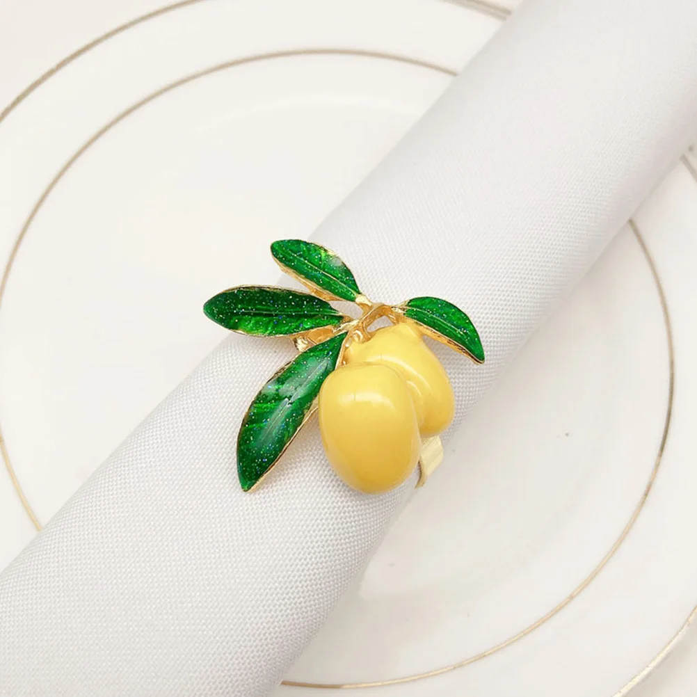 

6Pcs Decorative Lemon Napkin Rings Metal Buckles Practical for Banquet Party Home Restaurant Hotel Use