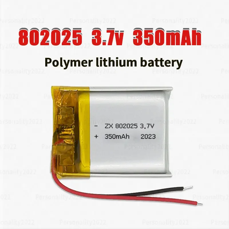 802025 3.7V Lipo Battery 350mAh Li Po Lithium Polymer Batteries for Beauty Instrument Table Lamp Bicycle Tail Light Pet Locator