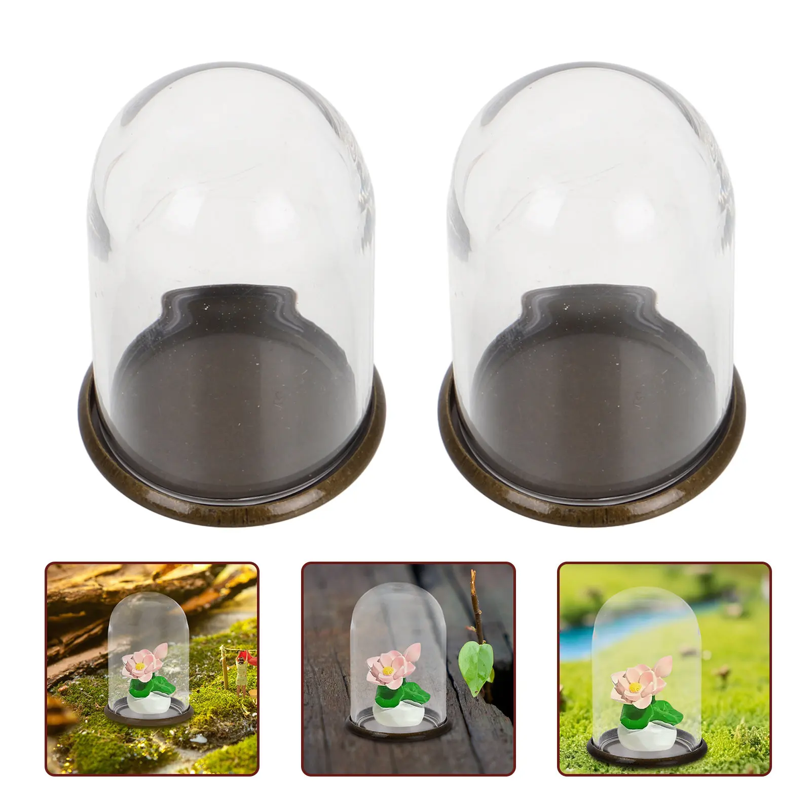 

4Pcs Miniature Glass Dome Display Clear Cloche Dome for Preserved Flowers Small Display Case DIY Microlandscape Decorative Cover