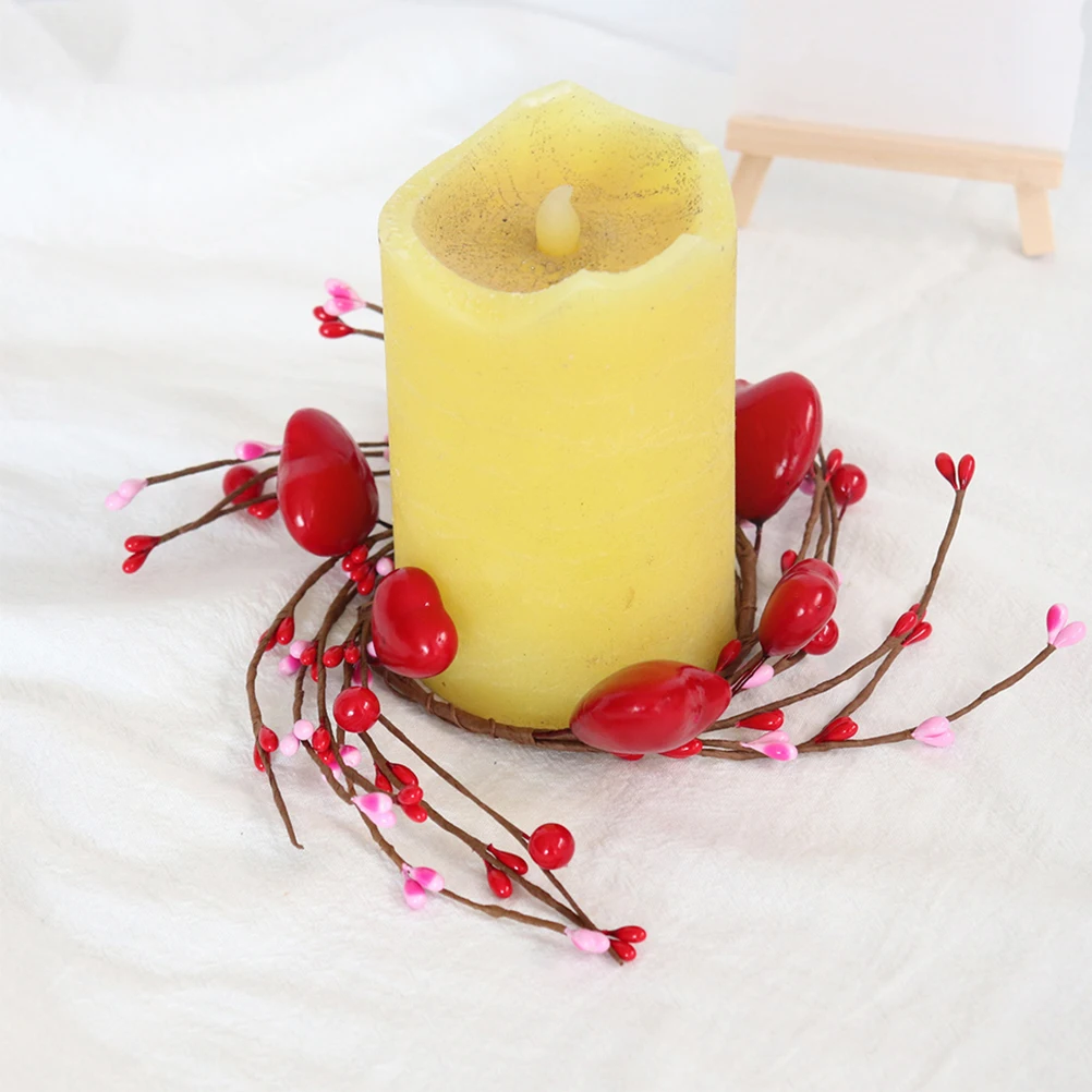 

2Pcs Rings Red Design Valentine's Day Mother's Day Decoration Red Berry Wreath Christmas Holder