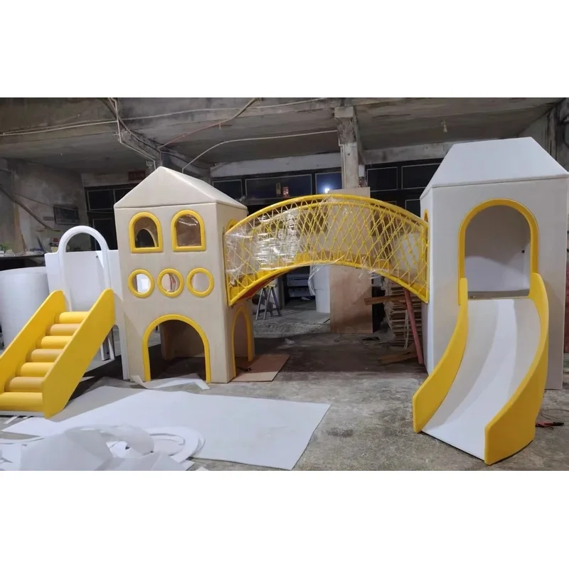 Commercial Indoor Playground Equipment Soft Play Loft House With Spiral Slide Toddler Play Structure for Cozy Indoor Play Café