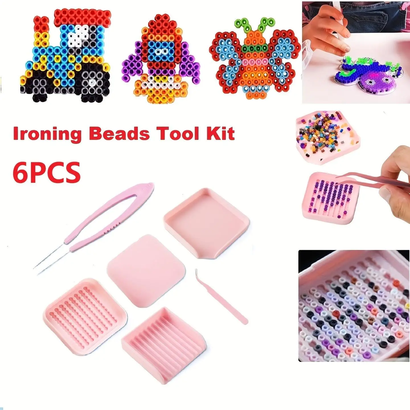 6-Piece Set of Ironing Bead Tools, DIY Special Bead Tools, Ironing Bead Storage Box, Time-Saving Shovel, and Alignment Tray