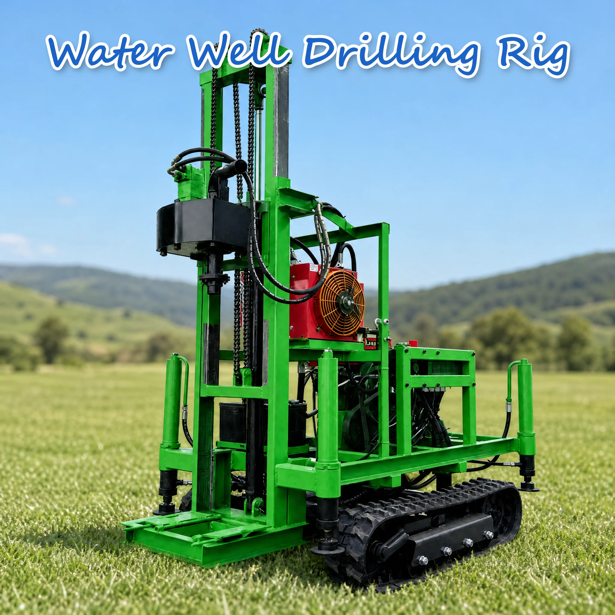 Customized Crawler Type Diesel Powered Full Hydraulic Well Drilling Rig 22HP to 35HP Rating Peak Power Output Rapid Drilling
