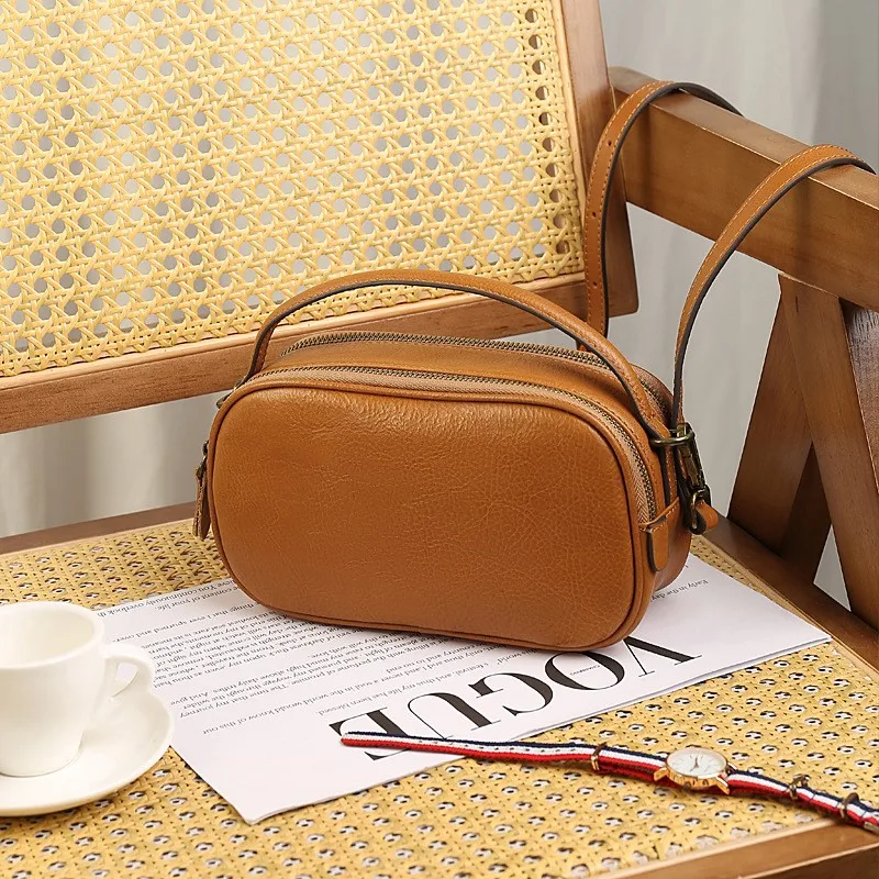 

Johnature Genuine Leather Women's Bag 2025 New Solid Color Versatile Soft Cowhide Casual Shoulder Crossbody Bags