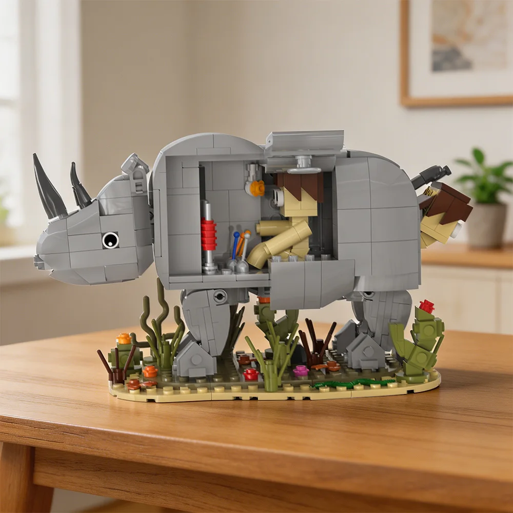 moc-ace-ventura-pet-detective-building-blocks-kit-comedy-movie-rhinoceros-man-model-bricks-creative-toy-adult-gift