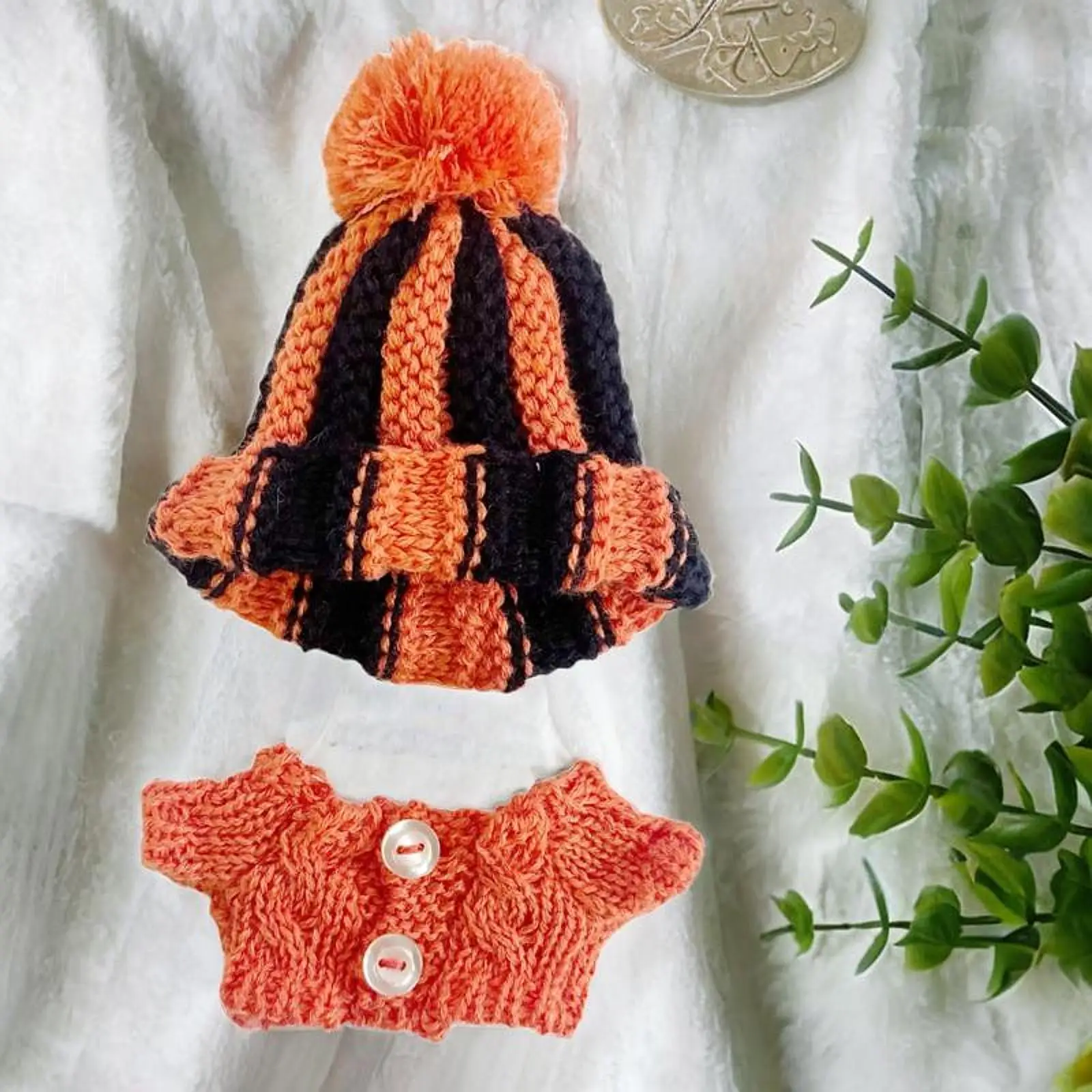 2 Pieces Plush Doll Sweater with Hat Doll Clothing for 17 and 15 Plush Dolls