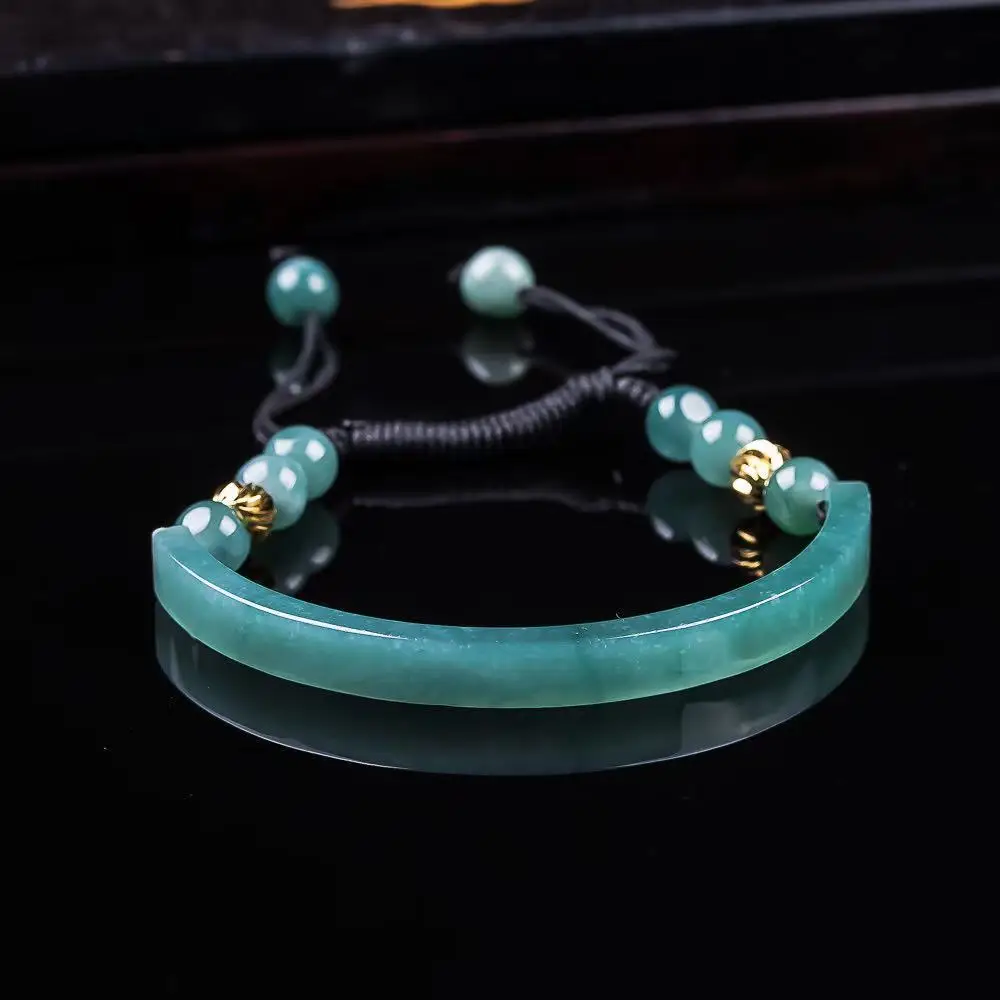 ميانمار الجاديت سوار إكسسوارات منحوتة الأحجار الكريمة الطبيعية البورمية اليشم الإسورة التعويذات موضة هدايا للنساء مجوهرات حقيقية #1