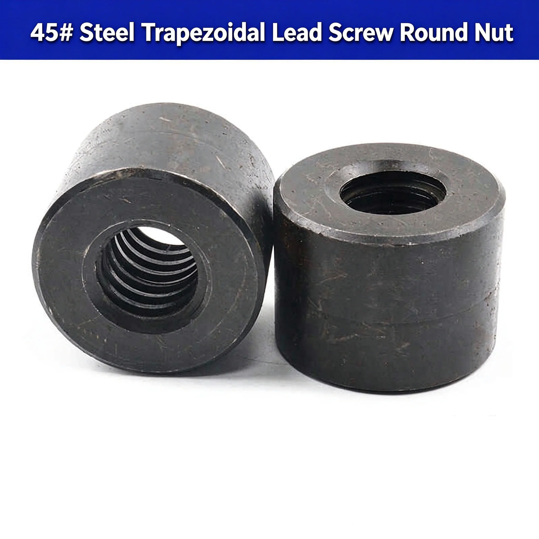Trapezoidal Lead Screw Round Nut T8/T10/T12/T14/T16/T18-T60 Right/Left Hand Pitch2-8mm OD20-90mm for Machine Tool Transmission