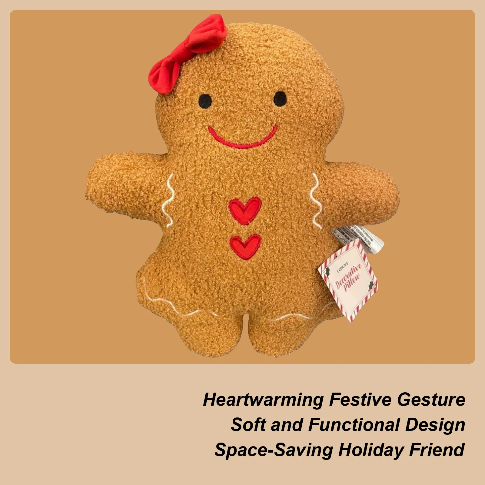 

Christmas Plush Toys Soft Decorative Throw Pillows Christmas Gingerbread Man Plush Toys For Adult Boys Girls Bedroom Living Room