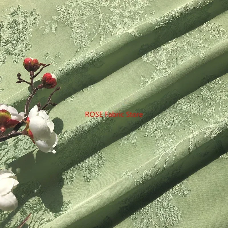 Light Green Rayon Jacquard Fabric Jacquard Fabric For for skirts, Gown, dress, blouse, tops, table cover, costumes design