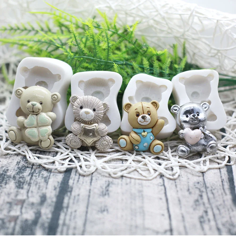 3D Bear Silicone Fondant Molds Silicone Bear Chocolate Molds For Baby Shower Cupcake Topper Cake Decoration