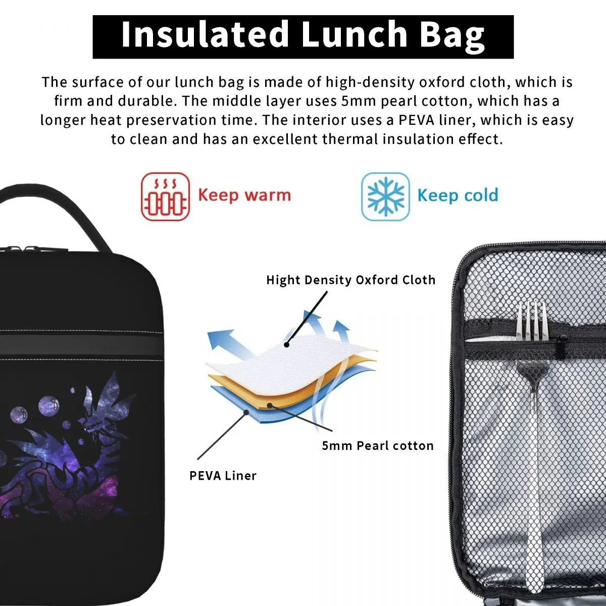 Monster Hunter World - Mizutsune Insulated Lunch Bag for Women Children Portable Food Boxes Thermal Lunch Box Tote