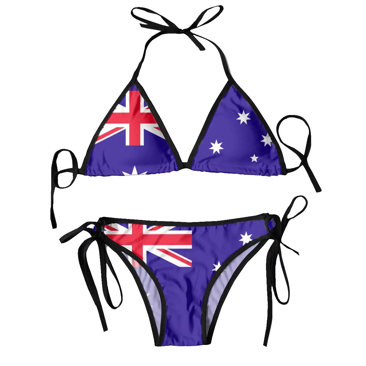 

Women Sexy Bikini Set Bra Halter Thong Swimsuit Beachwear Bathing Australia Flag