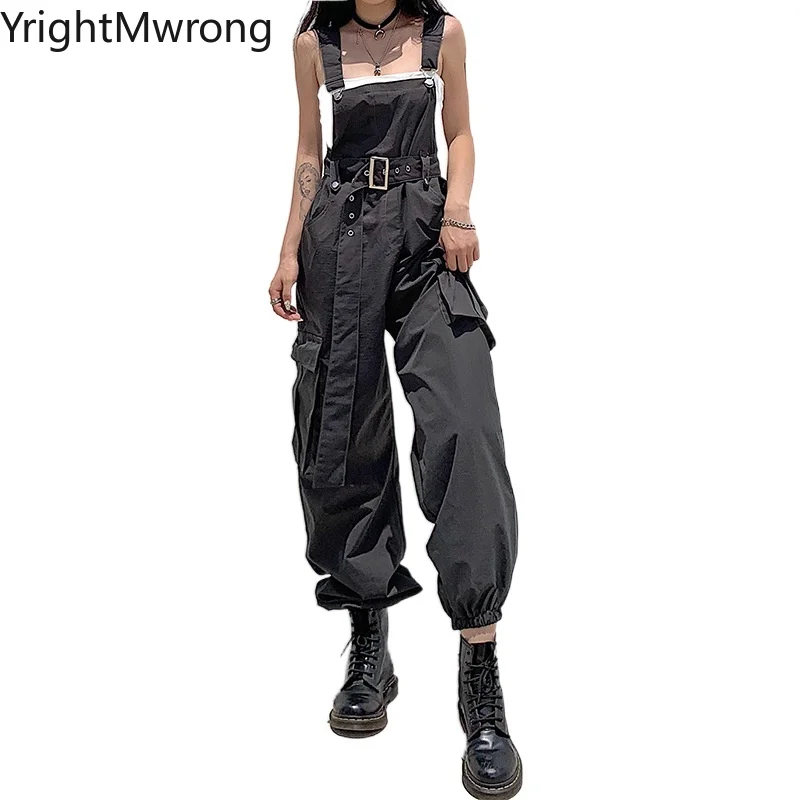 Cargo Jogger Gray Pant with Belt Side Pocket Jumpsuit Overalls Techwear Women Streetwear y2k Cloth tracksuit sweatpants harajuku