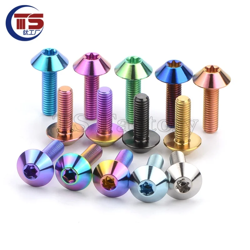 TS10PCS Titanium Alloy Screws Umbrella Torx Head M5X15/18/20mm Motorcycle Fairing Windshield Screws