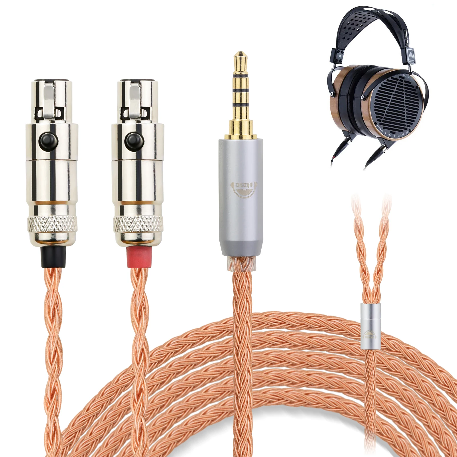 OKCSC Standard Headphone Cable for Audeze LCD-X LCD-3 LCD-4 2.5mm
