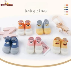 Chaussures chaussettes assorties pour bébé, chaussures à l'offre elles souples au beurre pour enfants, premiers marcheurs pour tout-petits et filles, rencontre au sol pour enfants, document mignon, nouveau