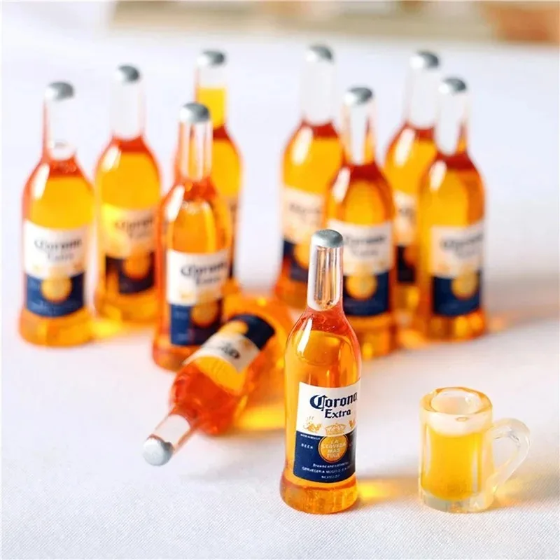 10Pcs 1/12 Dollhouse Miniature Resin Bottle Simulation Wine Bottle Model Children Toys Gifts