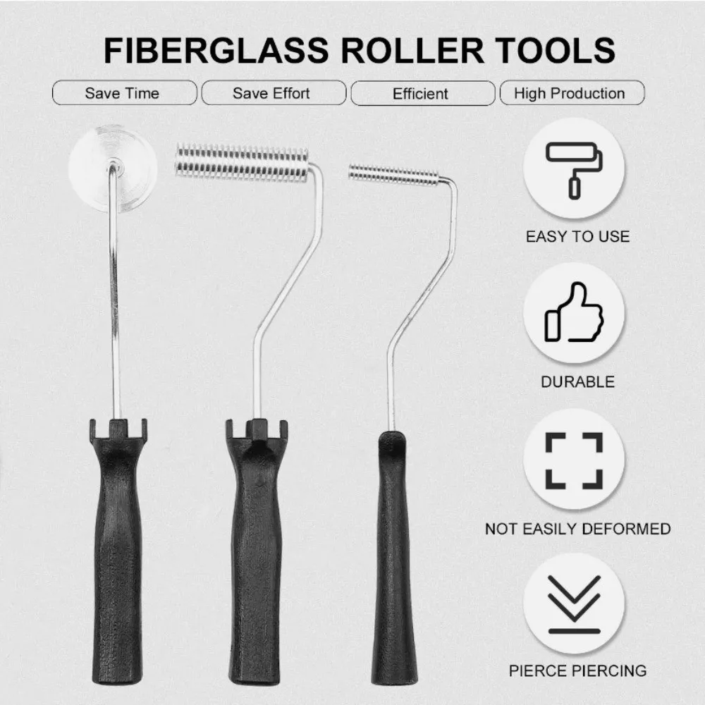 Aluminum Alloy Fiberglass Laminating Rollers Air Bubble Removal ABS Fiberglass Roller Tool Black and Silver