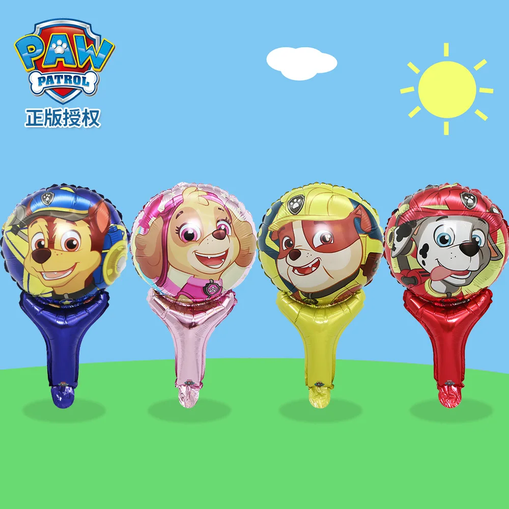 Kawaii Paw Patrol Hand Stick Aluminum Foil Balloons Kids Cute Chase Birthday Party Atmosphere Toy Hand Stick Balloons Wholesale