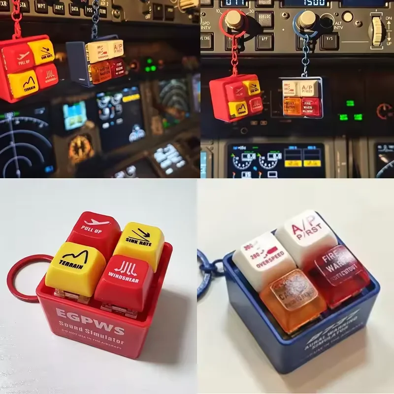 Aircraft Emergency Alert Simulator Keychain Button Sound Alarm Miniature Toy Bag Pendant Home Interior Decoration Accessories