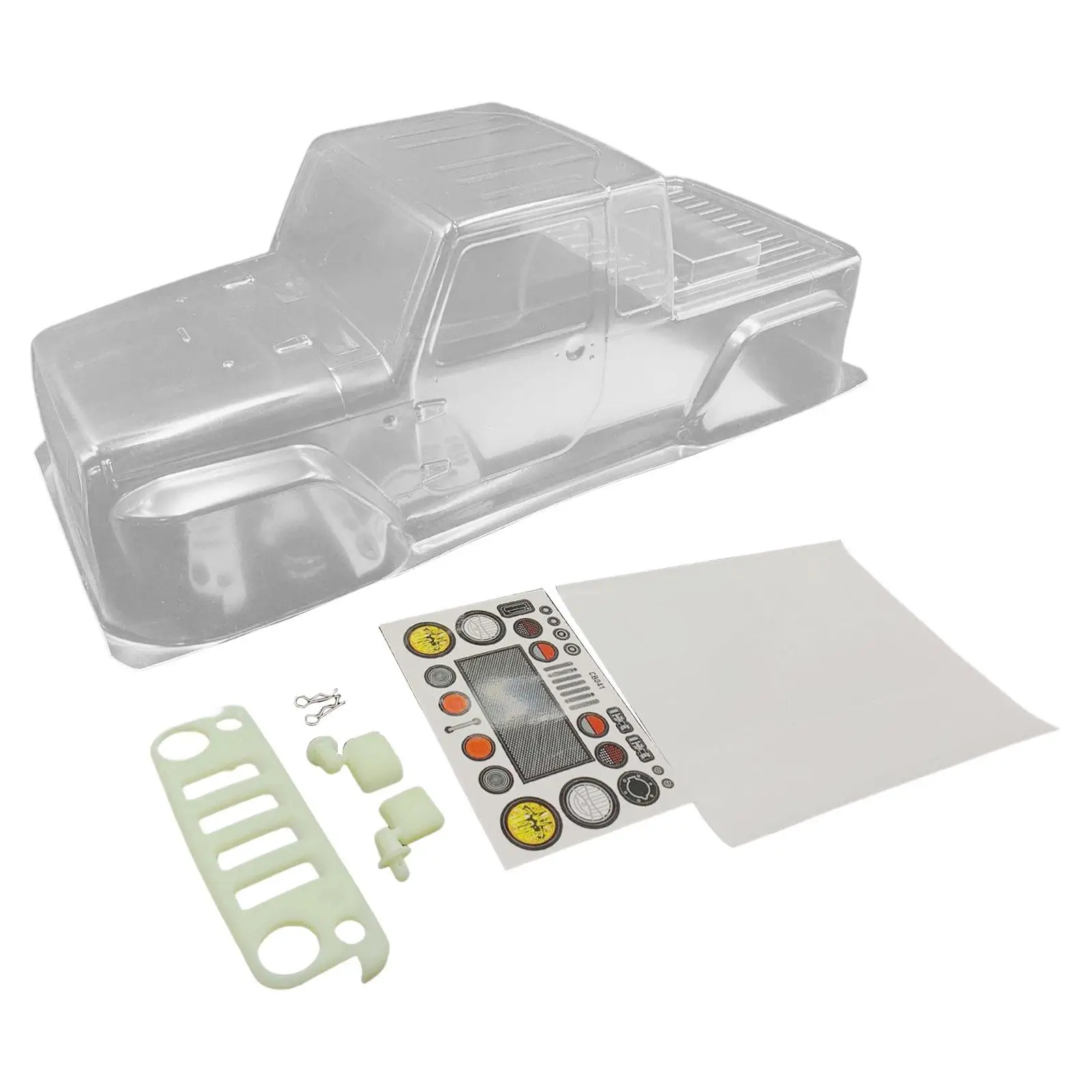 RC Car Body with Stickers Transparent for 1/10 RC Crawler Accs Parts