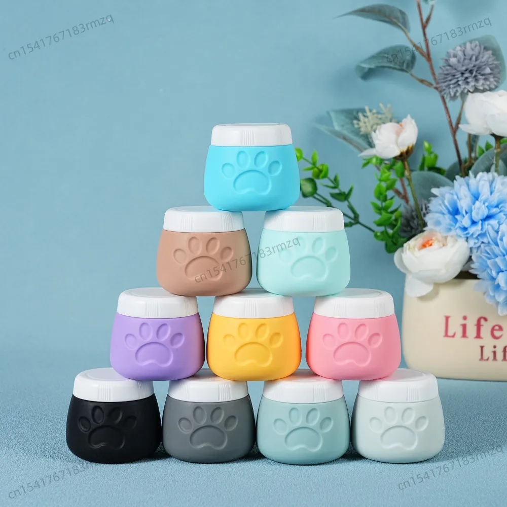 Colorful Portable Travel Packing Box Cream Bottles with Paw Print Silicone Refillable Jars Medicine Portable Refillable Jars