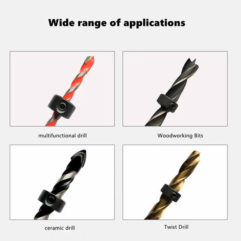 Drill Bit Limit Ring Woodworking Drill Locator Drill Bit Depth Stop Collars Ring Positioner Drill Locator Wood 3-16mm