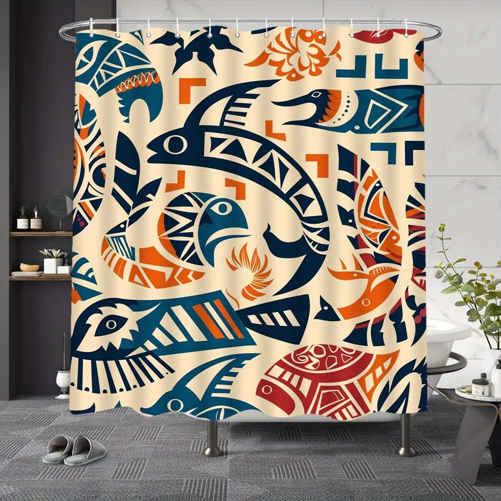 

Занавеска для душа в богемном стиле с абстрактным принтом, классическая модная домашняя занавеска в стиле ретро, подходит для всех сезонов, ванной комнаты