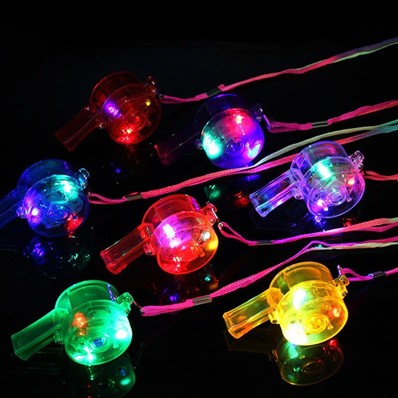 24pcs LED Glow Pendant Necklace Flashing Light Up Conch Whistles Toys Noise Maker Party Bar  Birthday Gift   Halloween Christmas