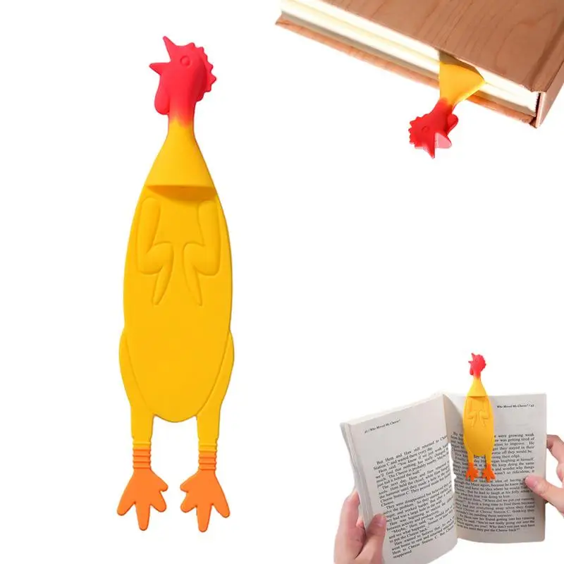 1 Pc Silicone Chicken Bookmark Creative Cute Screaming Chicken Book Page Marker Page Dividers School Supplies Office Stationery