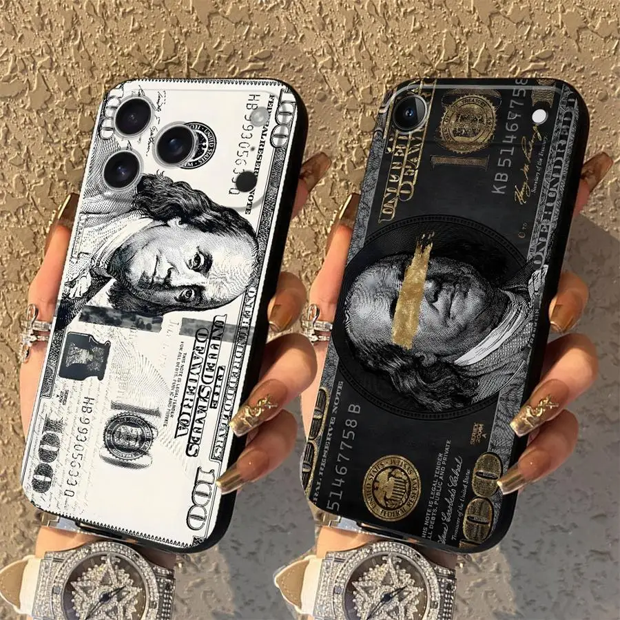 Gold Foil Dollar Pattern Case for Apple iPhone 17 Pro Max 13 16 Air 11 15 Pro 7 8 12 XR XS MAX 14 17e Funda Phone Cover